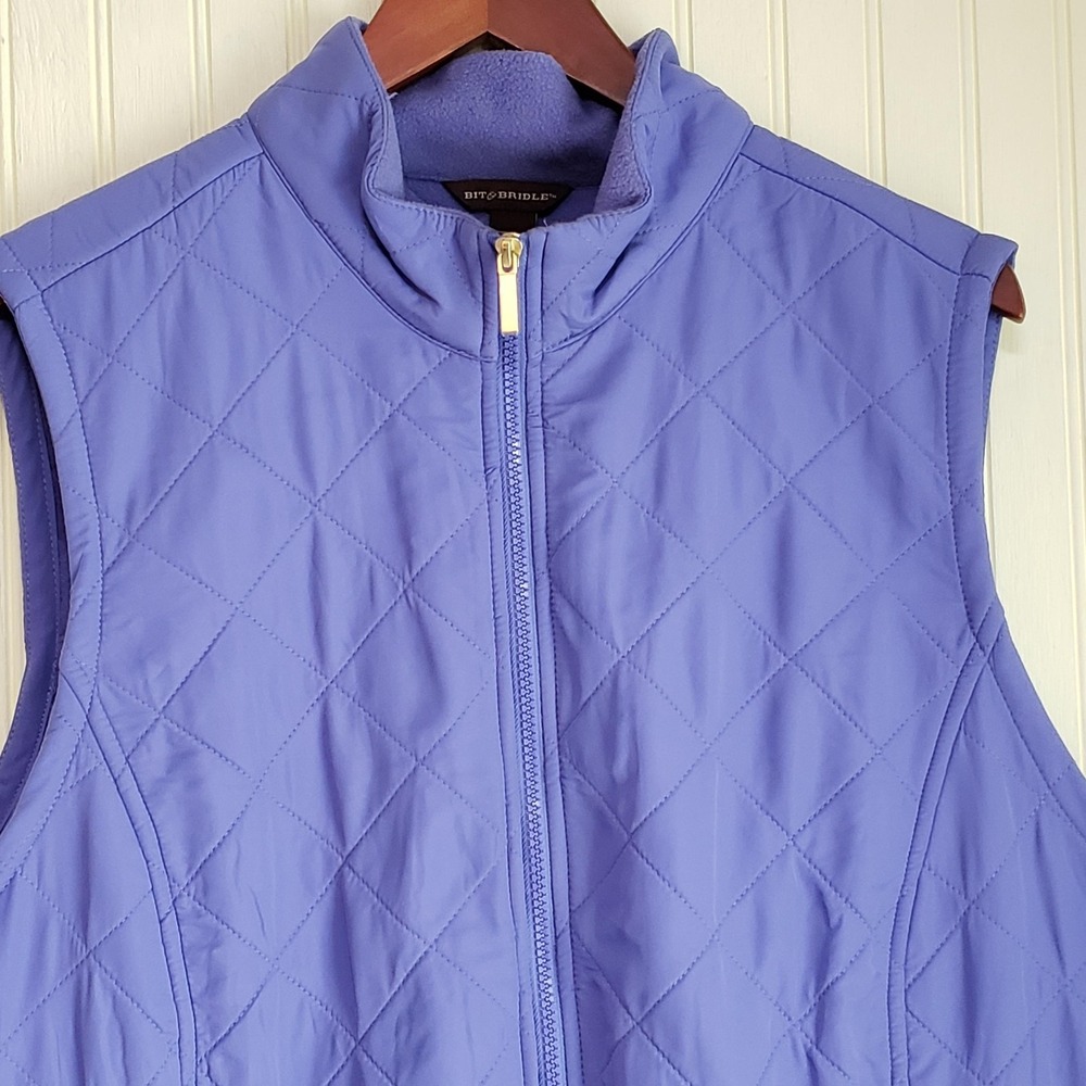 Bit & Bridle Vest Womens Plus 1X Purple Quilted Full Zip Fleece Lined Outdoor